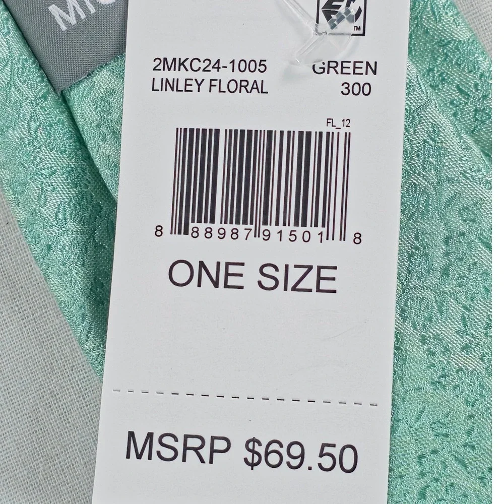 Michael Kors Mens Tie One Size Green Linley Floral Silk Blend Necktie NWT